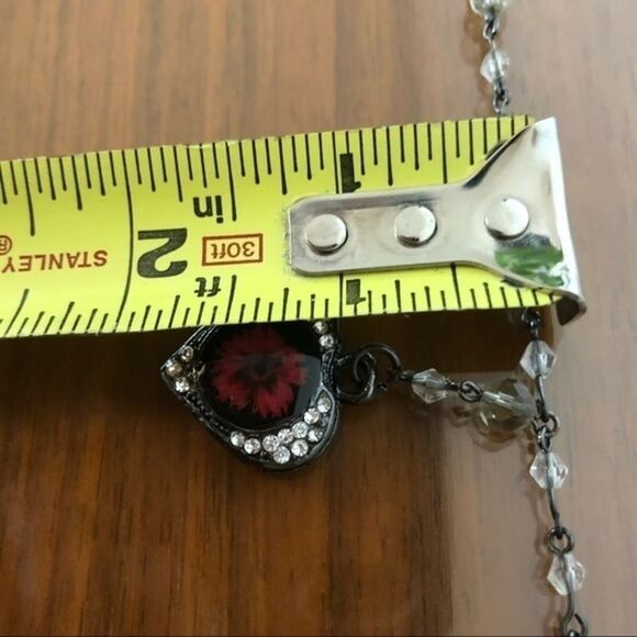 Pressed Flower Y Necklace with Rhinestones - Picture 7 of 7